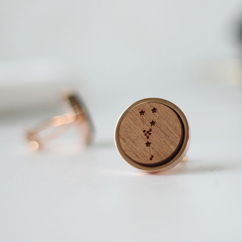 Constellation cufflinks, luxury engraved Starsign gifts for men, Zodiac star sign, wooden personalised gift, a perfect Father's day gift image 6