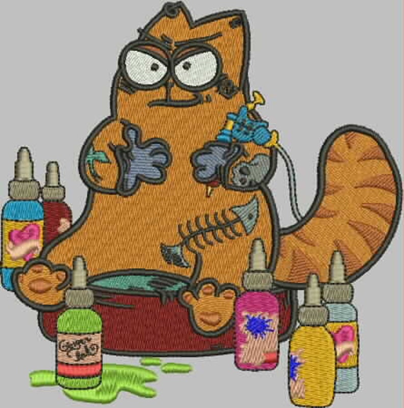 Garfield tattoo design machine embroidery instant download Etsy