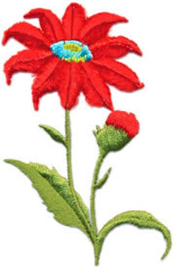 2/" x 2+1//2/" inch Embroidered Iron-On Applique Chenille Rose
