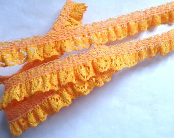 Ruffled Lace Trim 3/4 inch wide selling by the yard orange color
