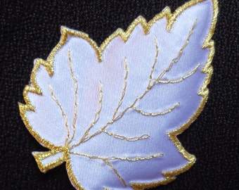 Embroidered Iron-On Applique Leaf, 2+1/2 x 3+1/4 inch