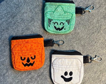 Halloween Pail coin bag , small coin bag, coin keeper