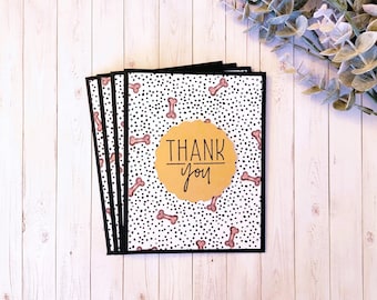 Thank You Bones Card Set, Pet Sitting Thank You Cards, Cards for Pet Groomer, Cards for Vet, Dog Themed Thank You Set