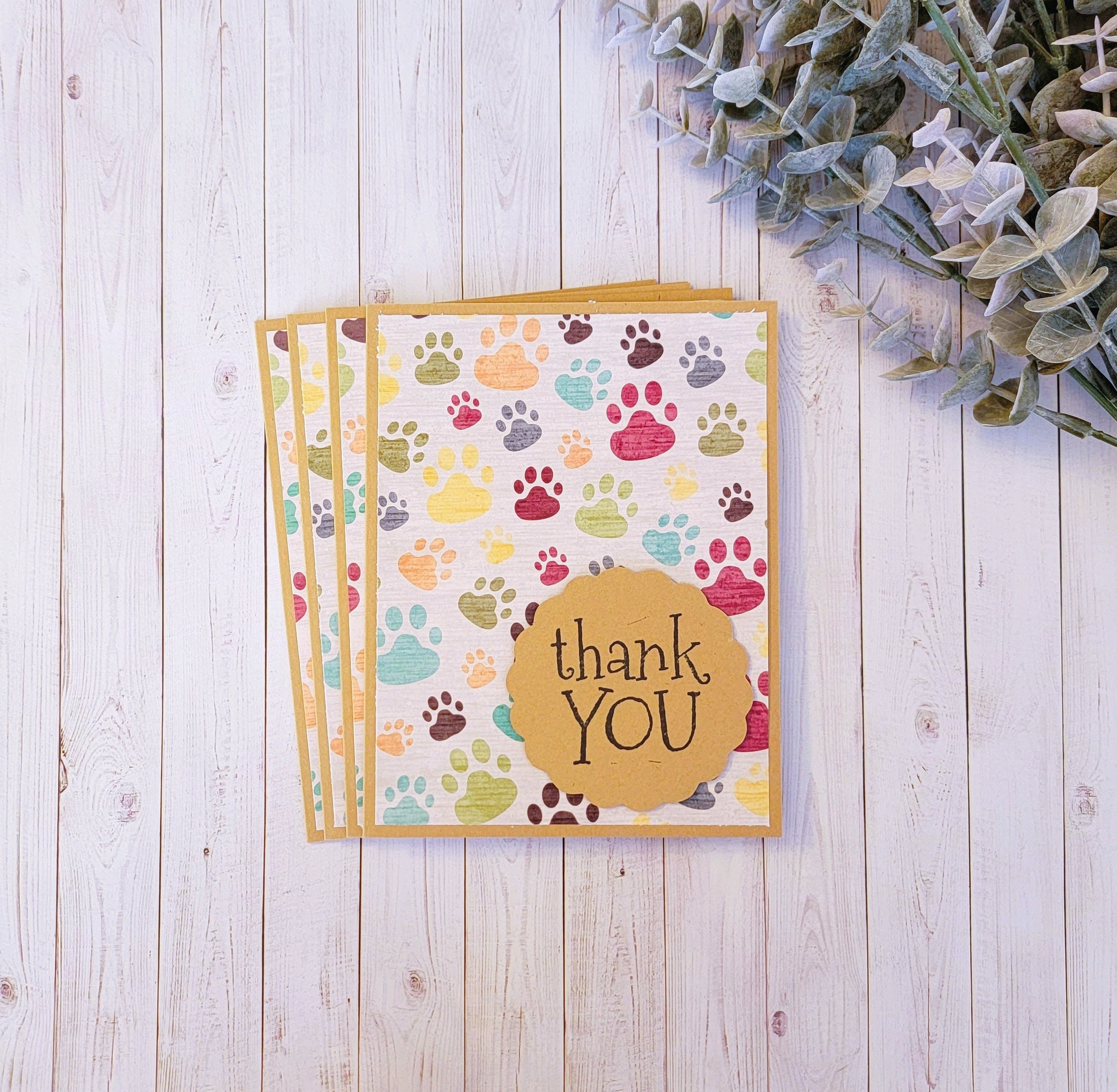 Thank You Paw Prints Card Set Pet Sitting Thank You Cards - Etsy