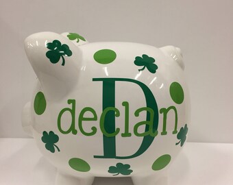 Shamrock Piggy Bank Etsy