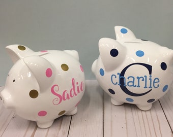 Personalized Piggy Bank-Piggy bank-Babys first piggy bank-Piggy Bank for boys- piggy bank for girls-custom piggy bank- medium piggy bank