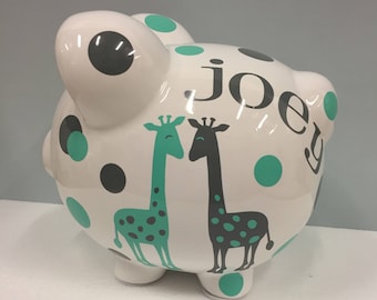 Personalized Piggy Bank-piggy bank- piggy bank for girls-piggy bank for boys-newbaby gift-piggy banks-piggy bank giraffe