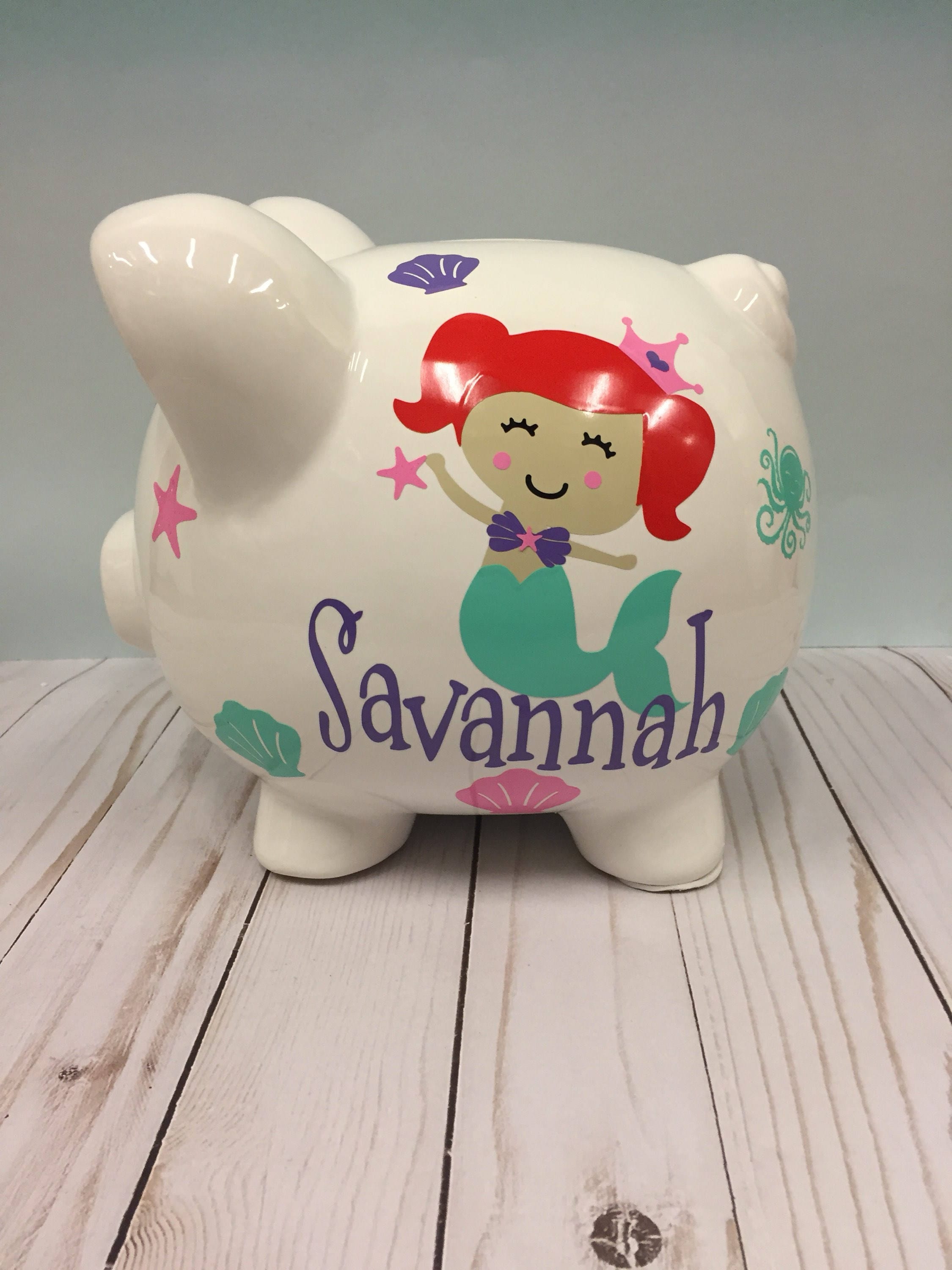 Personalized Piggy Bankpiggy Bankmermaid Piggy Etsy