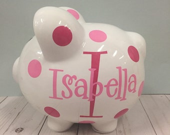 Personalized  piggy bank-Piggy Bank-piggy bank for girls-Piggy Bank with name-girls Piggy Bank-Large Piggy bank-Charlotte font