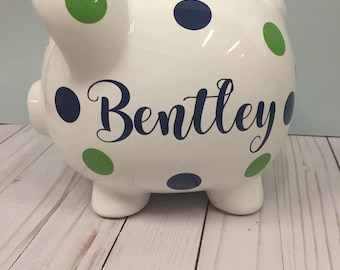 Piggy Bank- Personalized Piggy Bank-large piggy bank-Piggy Bank for boys- piggy bank boys-custom piggy bank- Bently font