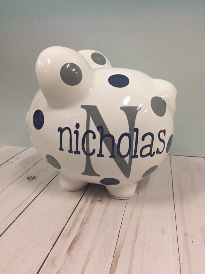 Personalized 9Large Piggy Bank-Piggy bank for boys-Piggy bank for girls-piggy banks for boys-Charlie font image 2