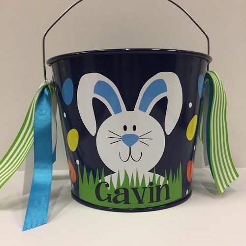 Easter Basket 5 Quart Metal Bucket Personalized Easter Etsy