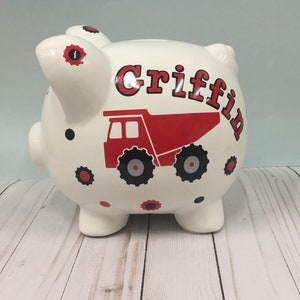 Personalized Piggy Bank-piggy bank- Construction piggy bank-piggy bank for boys-newbaby gift-piggy banks-piggy bank truck