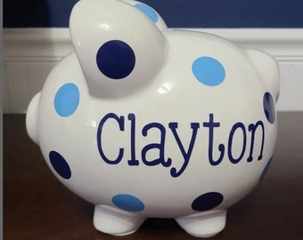 Personalized Large Piggy Bank-Piggy bank for boys-Piggy bank for girls-piggy banks for boys-Charlie font