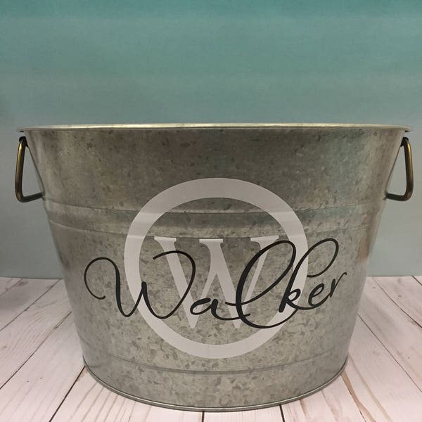 Beverage Bucket -Monogrammed Bucket , Beverage tub,Wedding Beverage Bucket Personalized beverage bucket- Tin Drink Bucket- metal tub