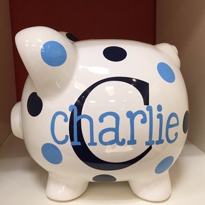 Personalized 9Large Piggy Bank-Piggy bank for boys-Piggy bank for girls-piggy banks for boys-Charlie font image 1