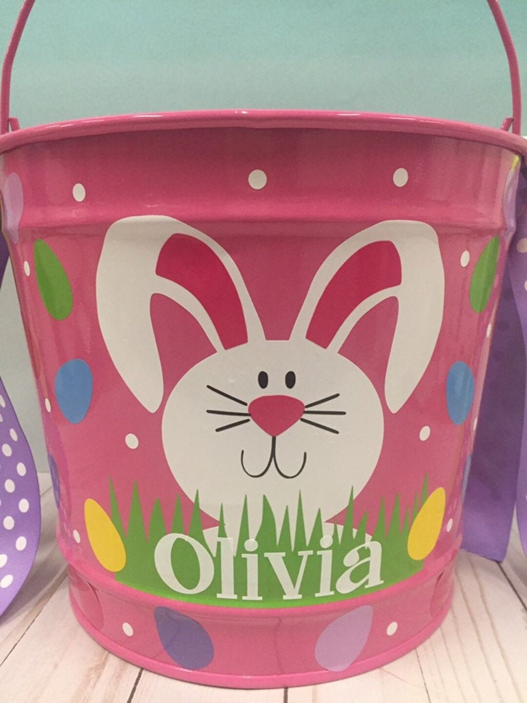 Easter Basket, 5 Quart Metal Bucket, Personalized Easter Basket, Easter
