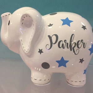 Personalized  Elephant piggy bank-Elephant Piggy Bank-piggy bank for girls-Piggy Bank for boys-personalizes baby gift-Elephant bank