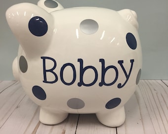 Piggy Bank- Personalized Piggy Bank-large piggy bank-Piggy Bank for boys- piggy bank boys-custom piggy bank- Charlie font