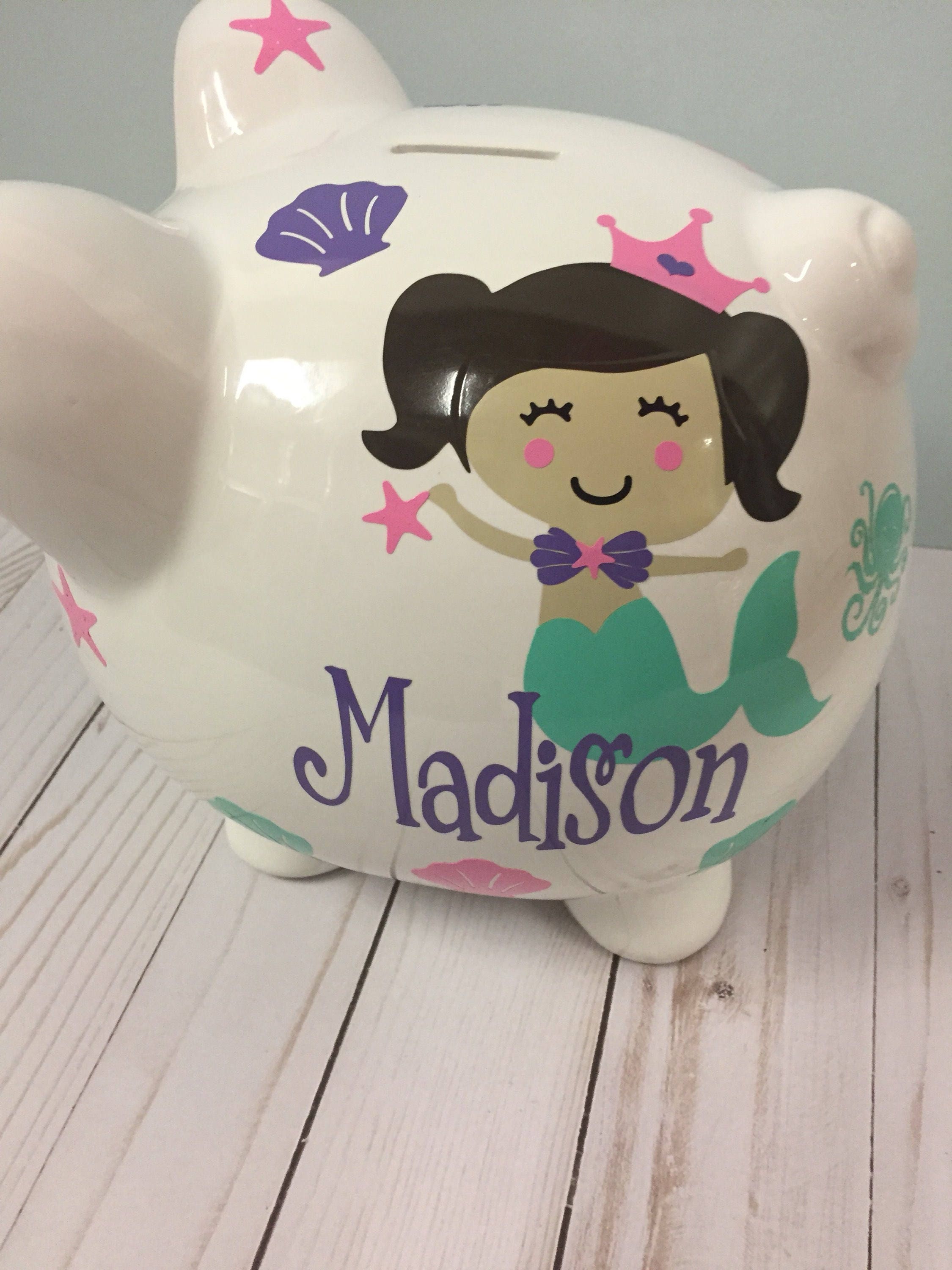 Personalized Piggy Bankpiggy Bankmermaid Piggy Etsy