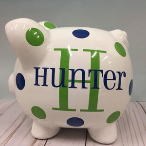 Piggy Bank-Personalized Piggy Bank-Childrens Piggy Bank- Custom Piggy Bank- Monogramed Piggy Bank-babyGift- piggy bank for boys-Hunter font
