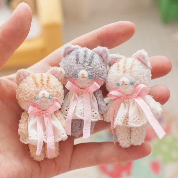 Handmade Miniature Cat in Dress Doll - Cute Collectible Toy