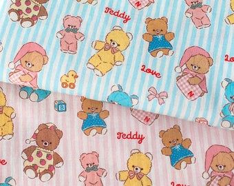 Teddy Bear Cotton Fabric / 45cm x 110cm ( 17.5" x 43" )