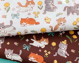 Cat Cotton Fabric / 45cm x 110cm ( 17.5" x 43" )