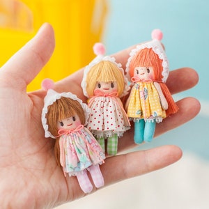 Handmade Miniature Bonnet Girl Doll - Cute Collectible Toy