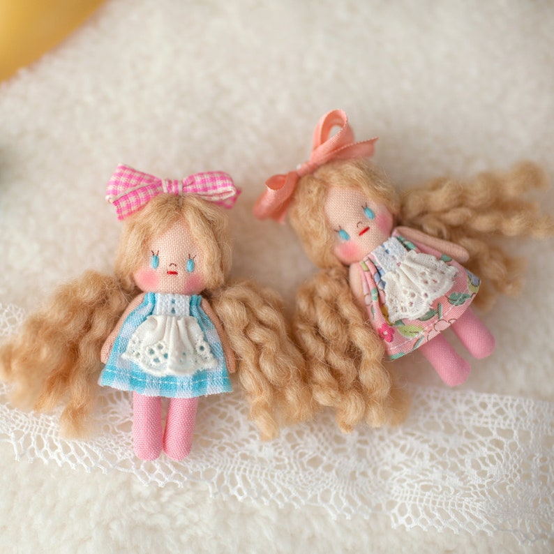 Curly Hair Girl Miniature Doll Handmade image 7