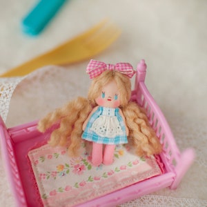 Curly Hair Girl Miniature Doll Handmade image 6