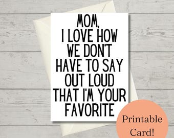 Funny Mother's Day Card Printable Sarcastic Snarky Greeting Card
