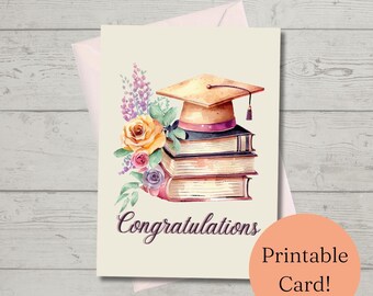 Printable Floral Graduation Congratulations Card