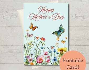 Printable Mother's Day Floral Greeting Card