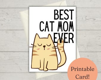 Printable Cat Mom Mother's Day Card Standard A7 Greeting Card