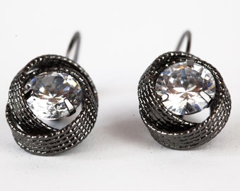 Cubic Zirconia Swirl Earrings