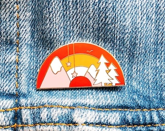 Rainbow Enamel Pin | PNW Pin | Mountain Lapel Pin | Tree Pin