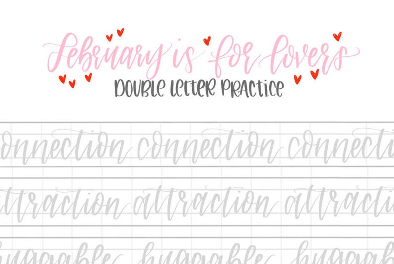 Hand Lettering Practice Sheets DOUBLE LETTER Words Etsy