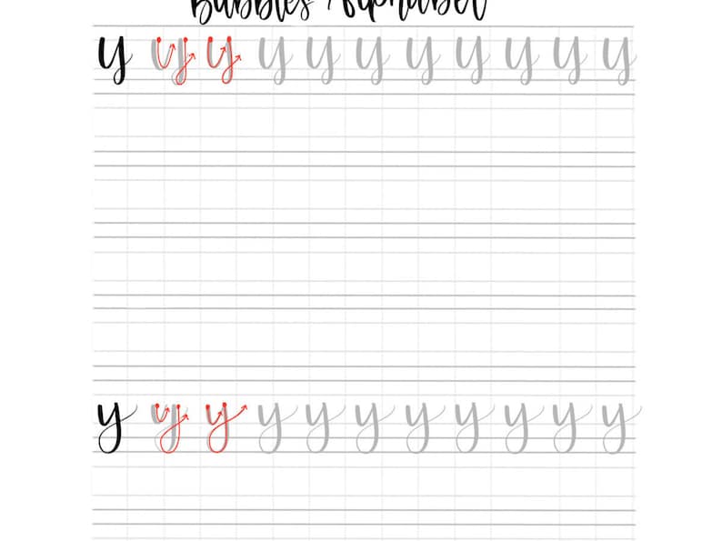 Hand Lettering Practice Sheets Modern Calligraphy Guide The Pigeon Letters Bubbles Alphabet Uppercase & Lowercase image 6