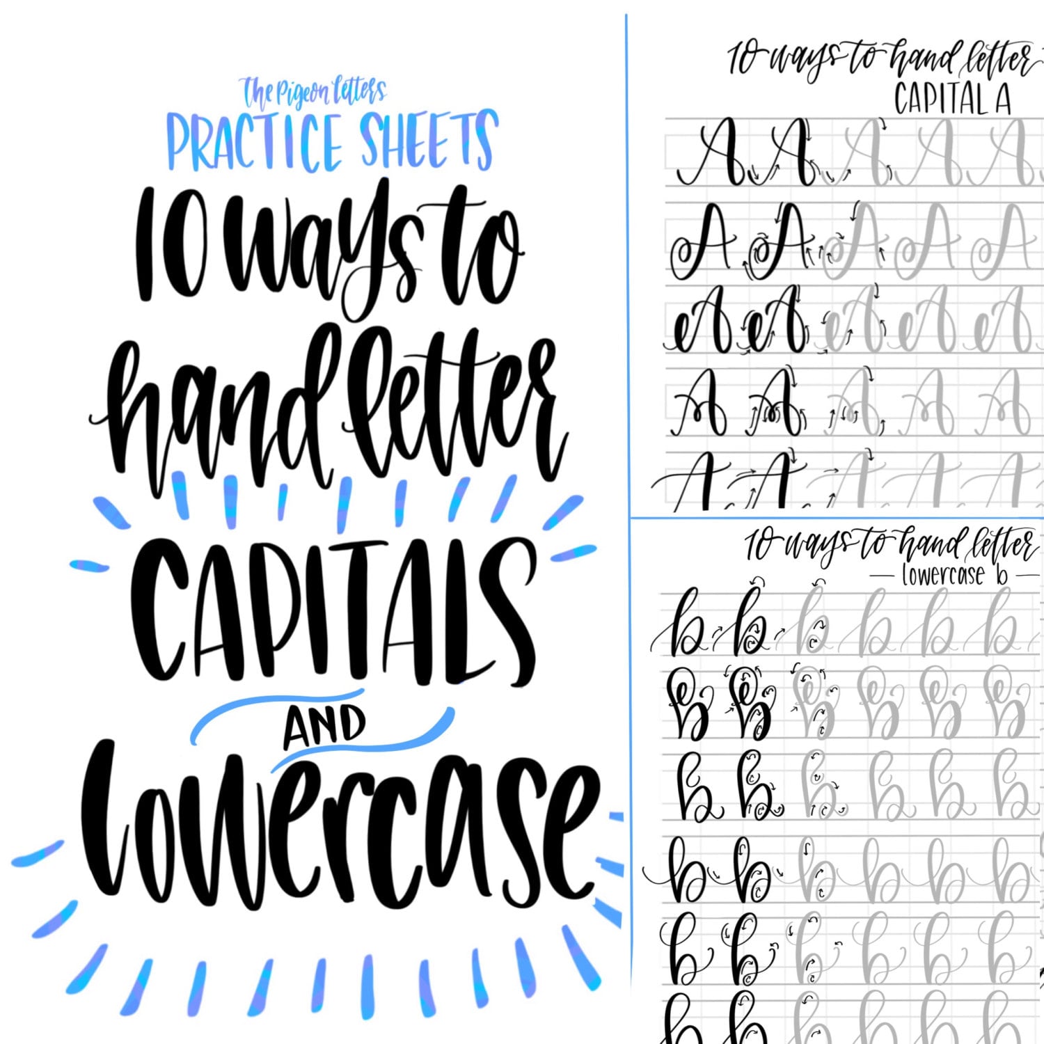 BUNDLE & Save Hand Lettering Practice Sheets 10 Ways to Hand