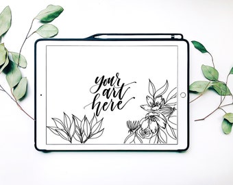 iPad Mockup Styled Stock Photo with Eucalyptus and Apple Pencil