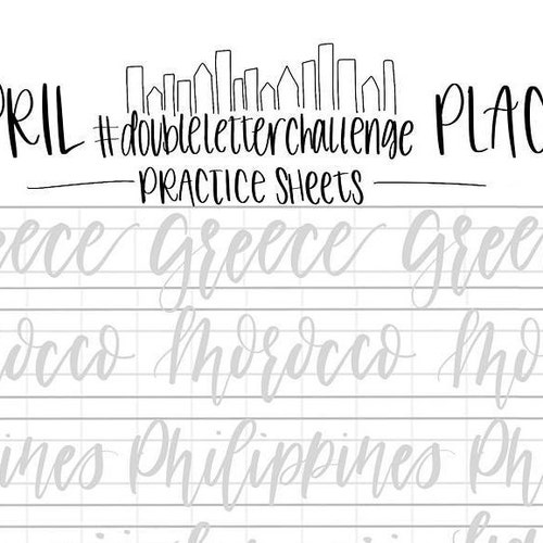 Hand Lettering Practice Sheets DOUBLE LETTER Words April Etsy