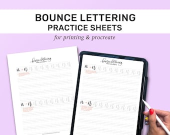 Bounce Lettering Practice Sheets | TWO Versions of Each Letter | Modern Calligraphy Practice Guide | The Pigeon Letters | Lowercase