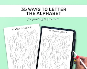 Hand Lettering Tracing Sheets | 35 Ways to Hand Letter the Alphabet | Uppercase | Lowercase | Learn Brush Calligraphy