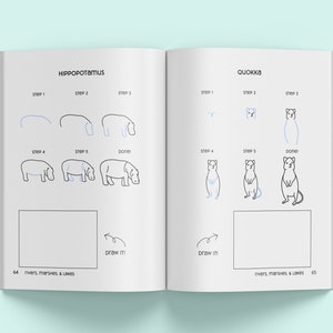 Livre broché sur le dessin au trait d'animaux: apprenez plus de 150animaux, insectes, oiseaux, poissons et autres mignonnes étape par étape image 8