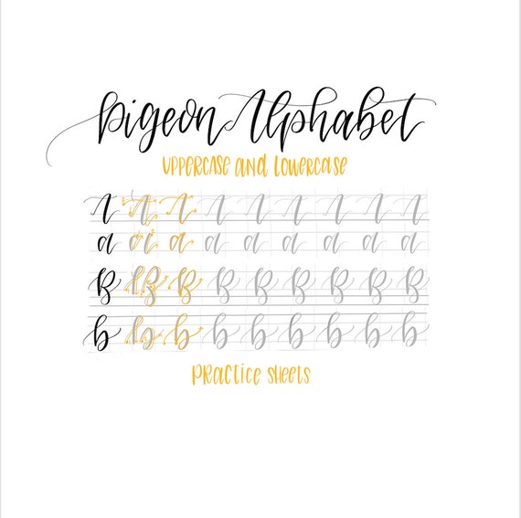 Hand Lettering Practice Sheets Modern Calligraphy Guide the Pigeon