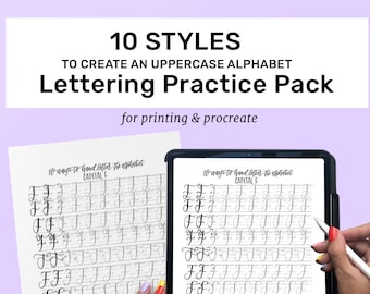 10 Styles to Letter the Uppercase Alphabet | Lettering Practice Sheets | Capital Letters | Learn Brush Calligraphy