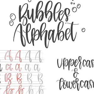 Hand Lettering Practice Sheets Modern Calligraphy Guide The Pigeon Letters Bubbles Alphabet Uppercase & Lowercase image 5