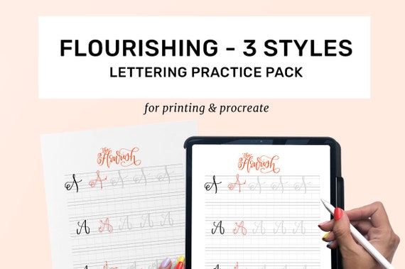 Calligraphy Flourish Practice Sheets | 3 Ways to Create Flourished Letters | Modern Calligraphy | Brush Lettering