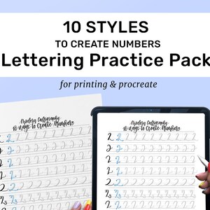 Modern Calligraphy Practice Sheets | 10 Ways to Create Numbers | Calligraphy Practice | Hand Lettering | Learn Brush Calligraphy